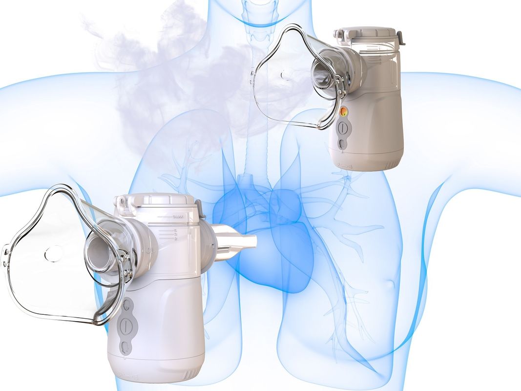 Máquina de inalação de partículas MMAD de nebulante vibratório portátil de 2-3μm com capacidade de 9-18 ml e consumo de energia de 1,5 W